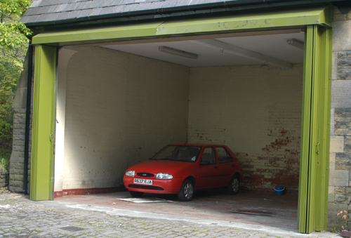 At GMAS Ladybridge Hall, the first view of the two bay garage on offer to us..