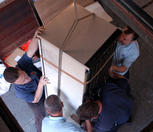 One of the most important things to be moved out, the fridge!