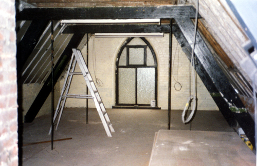 The view after preparing the walls in the main lecture room.